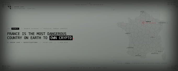 Article cover: a map of France under the headline “France is the most dangerous country on Earth to own crypto”