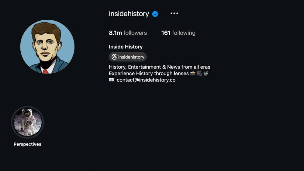 InsideHistory’s Instagram profile header